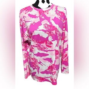 Mojo Sports Pink Camo Long Sleeve Shirt Size M Sun Protection Fishing Jersey